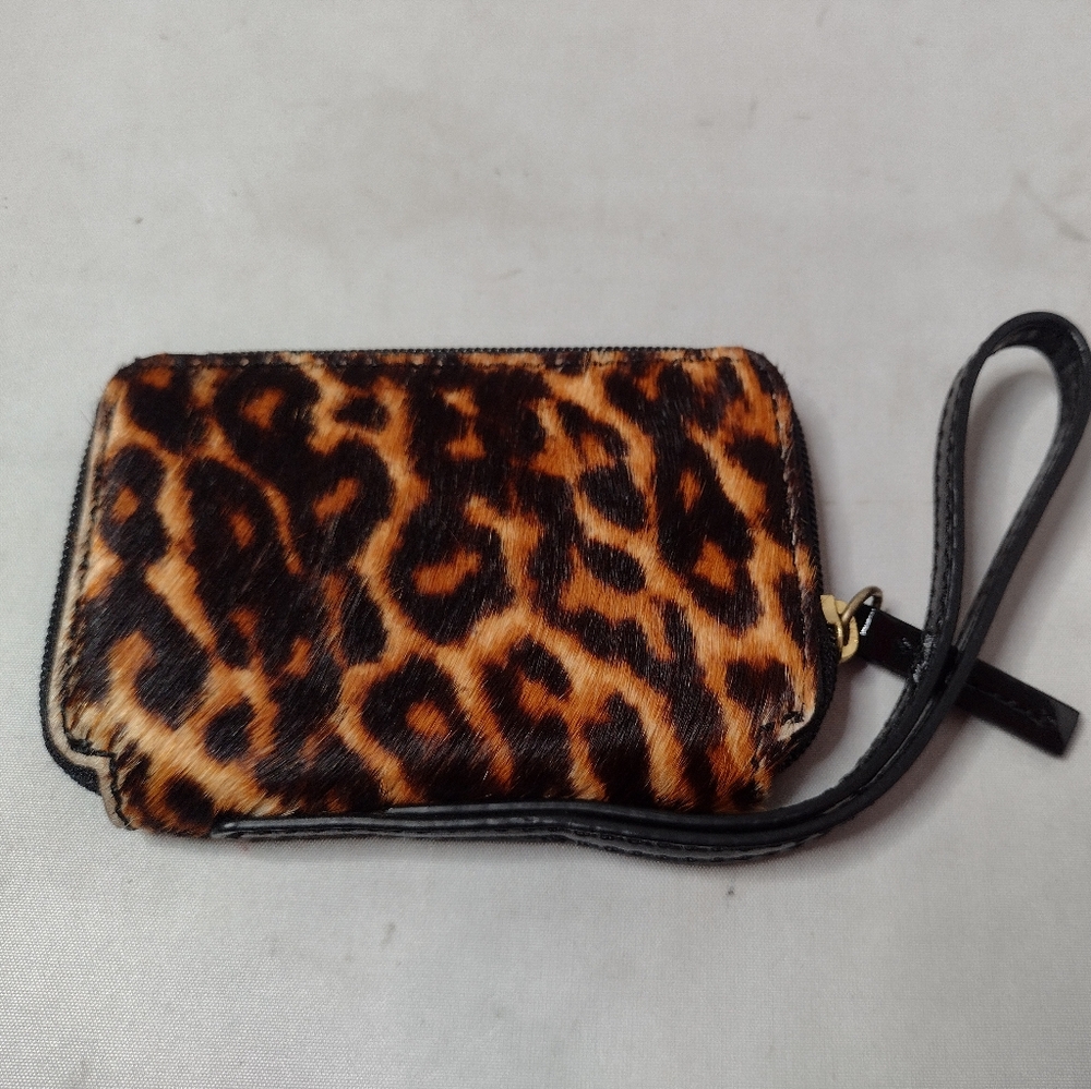 Talbots Calf Hair Wallet Cheetah Leopard Small Card Holder Coin YY